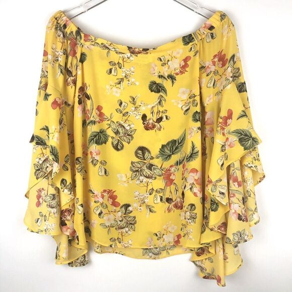 Rose + Olive Floral Cottagecore top XS Off Shoulder Ruffled Boho festival - Picture 2 of 9